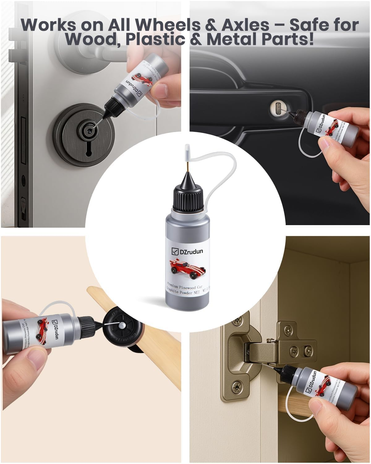 Graphite Powder 0.5OZ for Pinewood Car，Pro Racing Lubricant, Easy-Pour Spout & No-Mess Formula for Competition Cars,Powder Can Be Used on All Kinds of Doors and Locks-Safe for Wood & Metal Parts image number 4