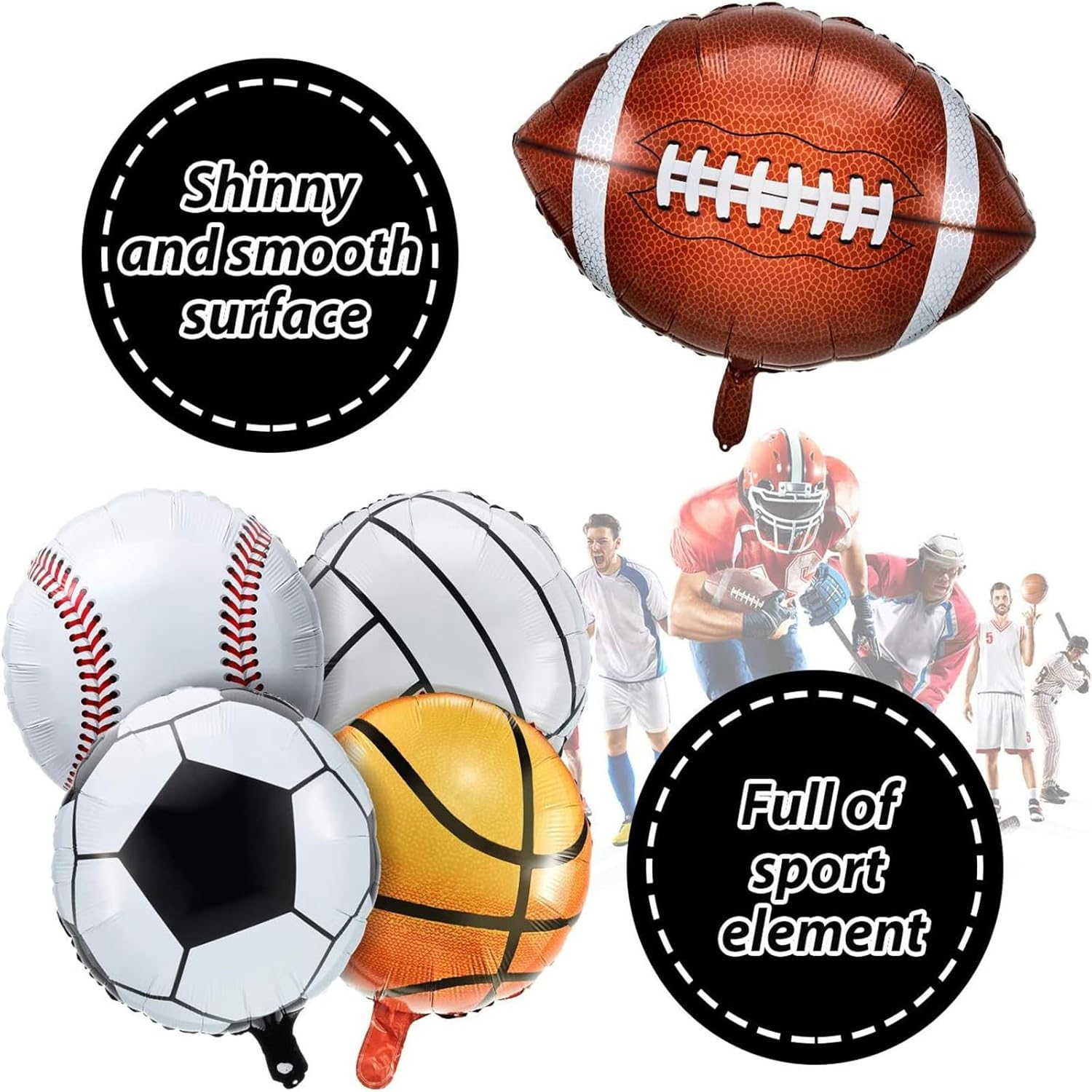 PEKGLOW 10 Pcs Sports Balloons Sports Party Decorations Soccer Balloons Baseball Balloons Basketball Balloon Rugby Volleyball Balloons Sports Mylar Balloon Foil Balloon for Sports Birthday Decorations image number 3