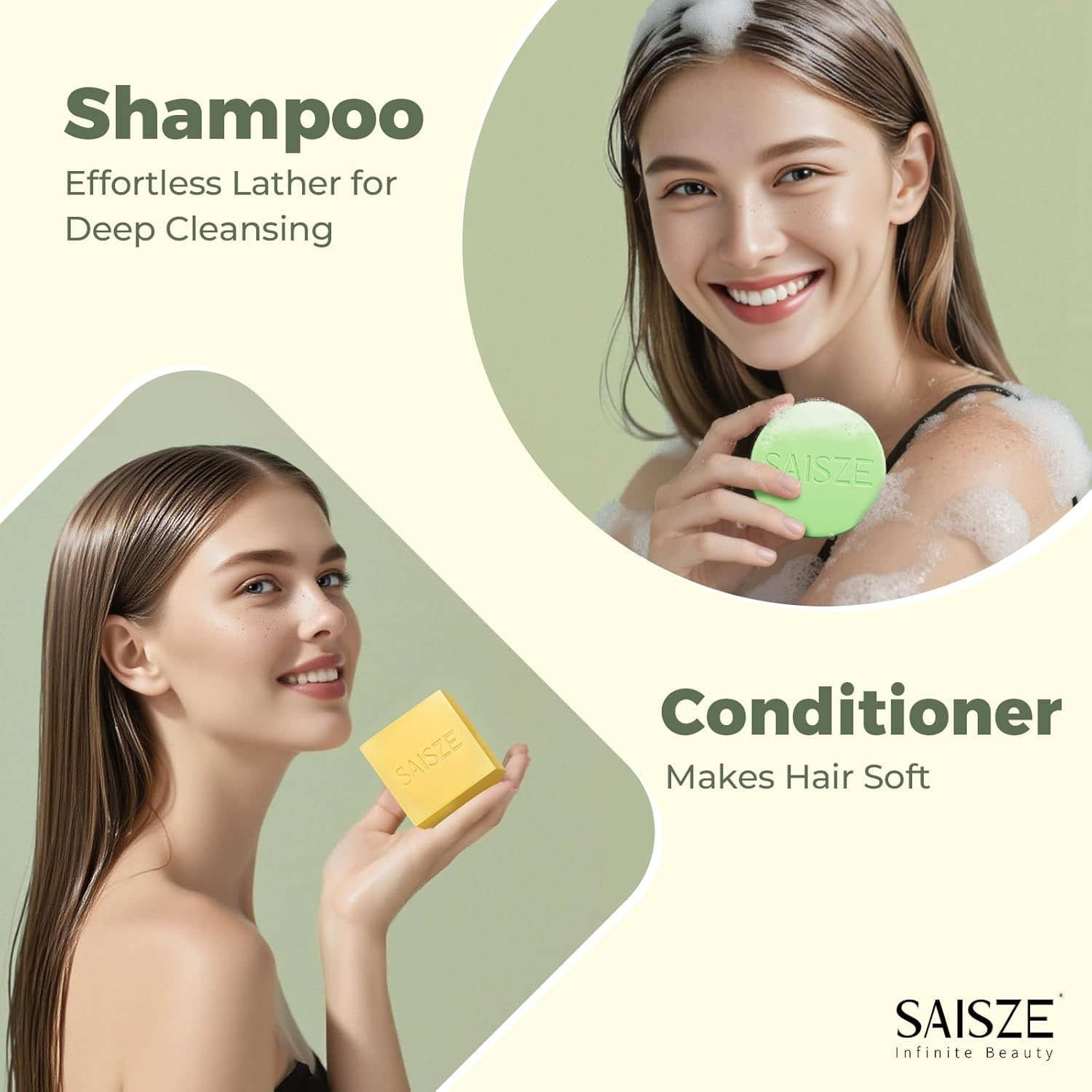 SAISZE Tea Tree and Mint Shampoo and Conditioner Bar Set, anti Dandruff Shampoo Bar for Itchy and Dry Scalp, Infused with Biotin image number 6