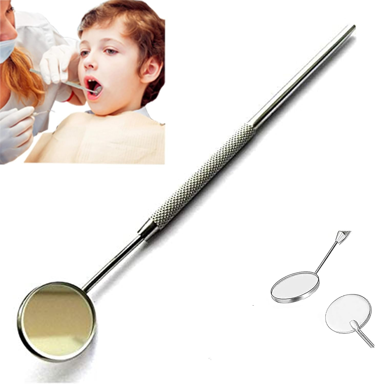 Dental Mouth Mirror Oral Teeth Mirror Inspection Mirror Curve Angle Dentist Oral Care Mouth Checking Extension Tool Also Uses for Eyelash Extensions. image number 4