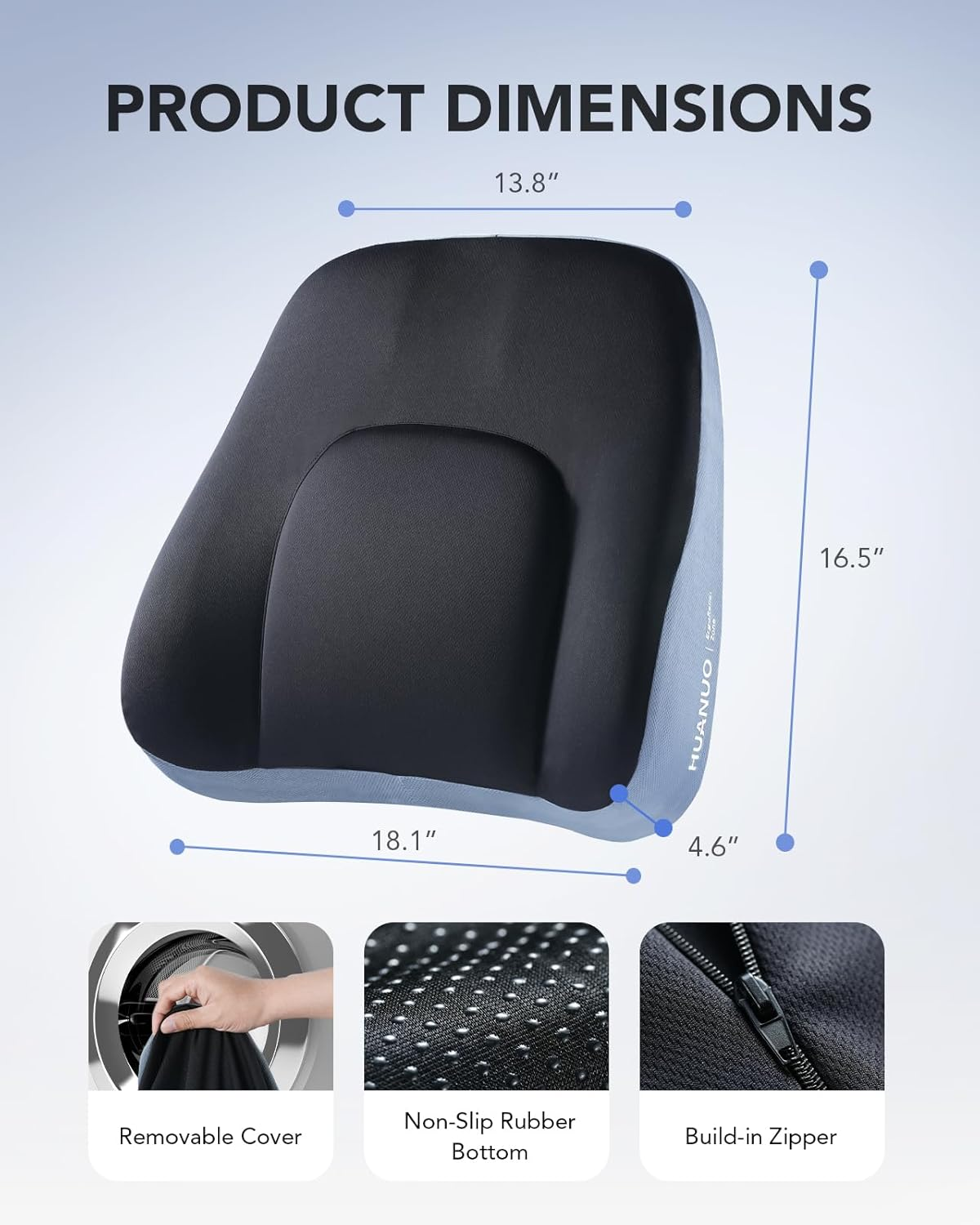 HUANUO Lumbar Support Cushion, Car Seat Back Support with Double Adjustable Straps, Ergonomic Posture Corrector for Sitting Comfort for Car Seat, Office Chair, Gaming Chair image number 6