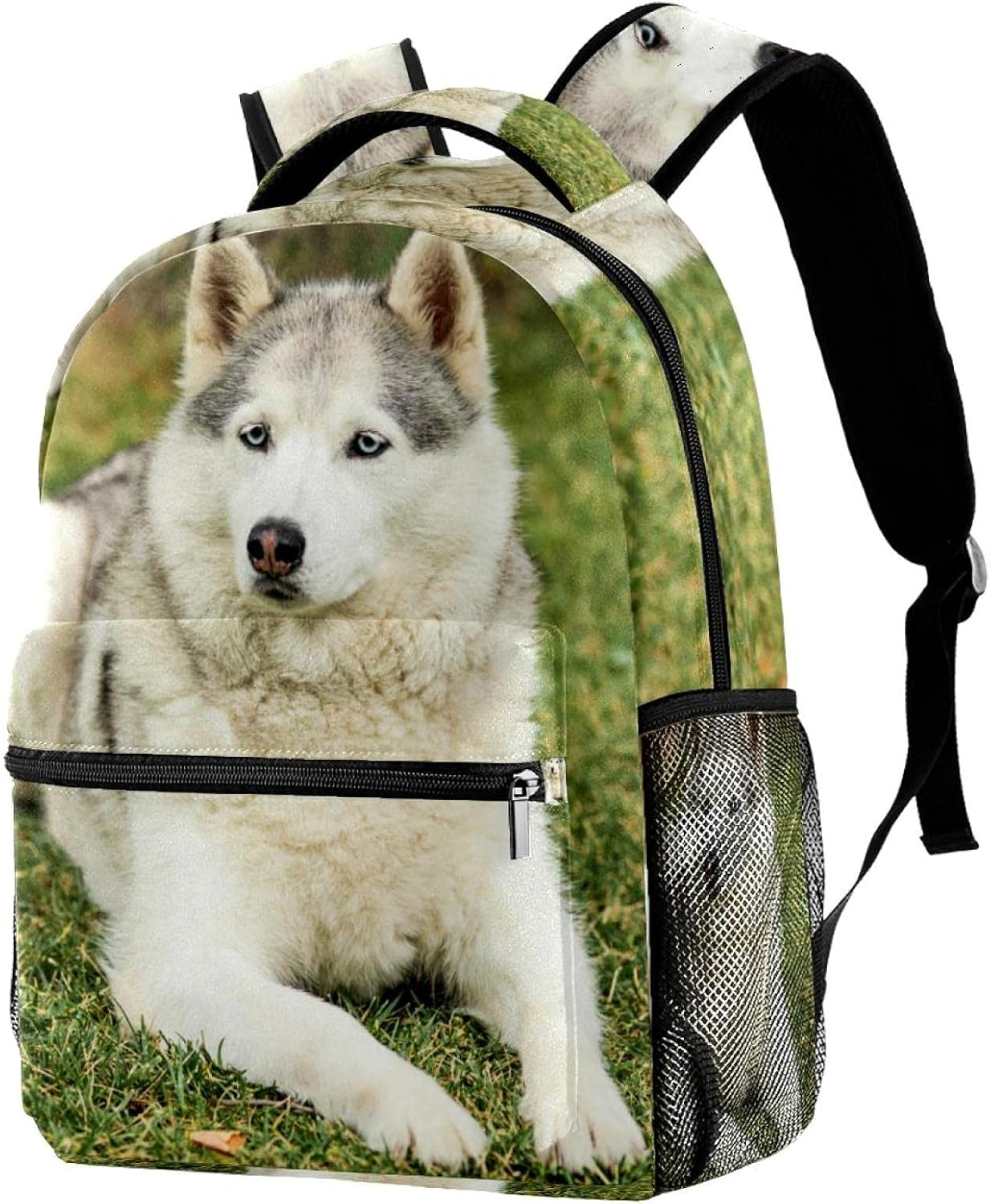 Portrait of Husky Backpack Students Shoulder Bags Travel Bag College School Tote Backpacks