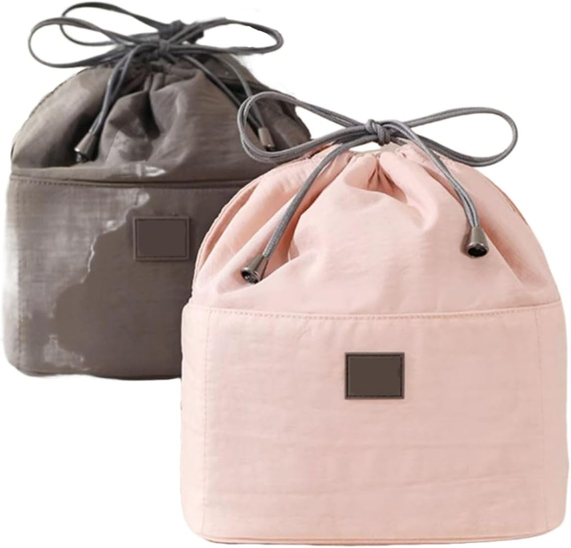 DDPOND Large-Mouth Cosmetic Bag,Portable Toiletry Pouch,Large Capacity Travel Makeup for Purse (Grey)