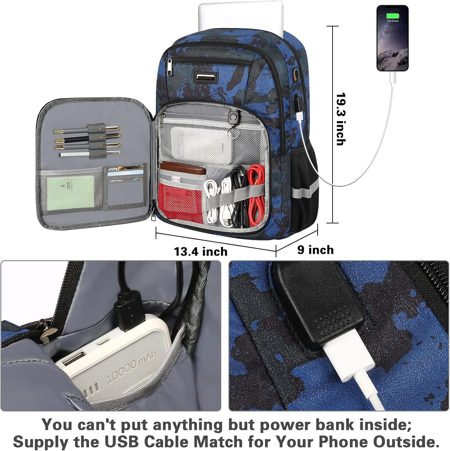 Laptop Backpack for Men, Large Travel Backpack TSA Friendly anti Theft Backpacks with USB Charging Port, Water-Resistant Bag Daypack for Work, 17.3Inch Approved Computer Bookbag & Notebook