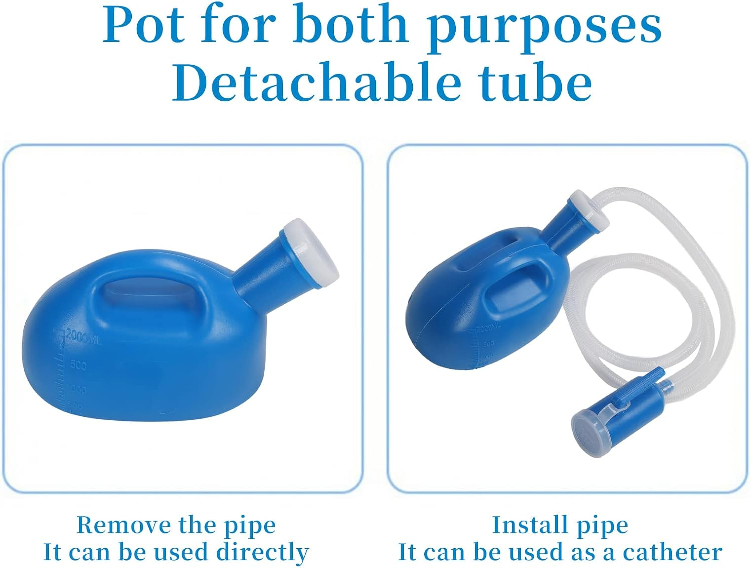 Portable Urinals, 2000Ml Unisex Urinals Large Pee Bottle, Spill Proof Male Urine Bottles with Lid, Telescopic Tube Urinals for Men, Potty Container for Car Home Travel Hospital image number 3