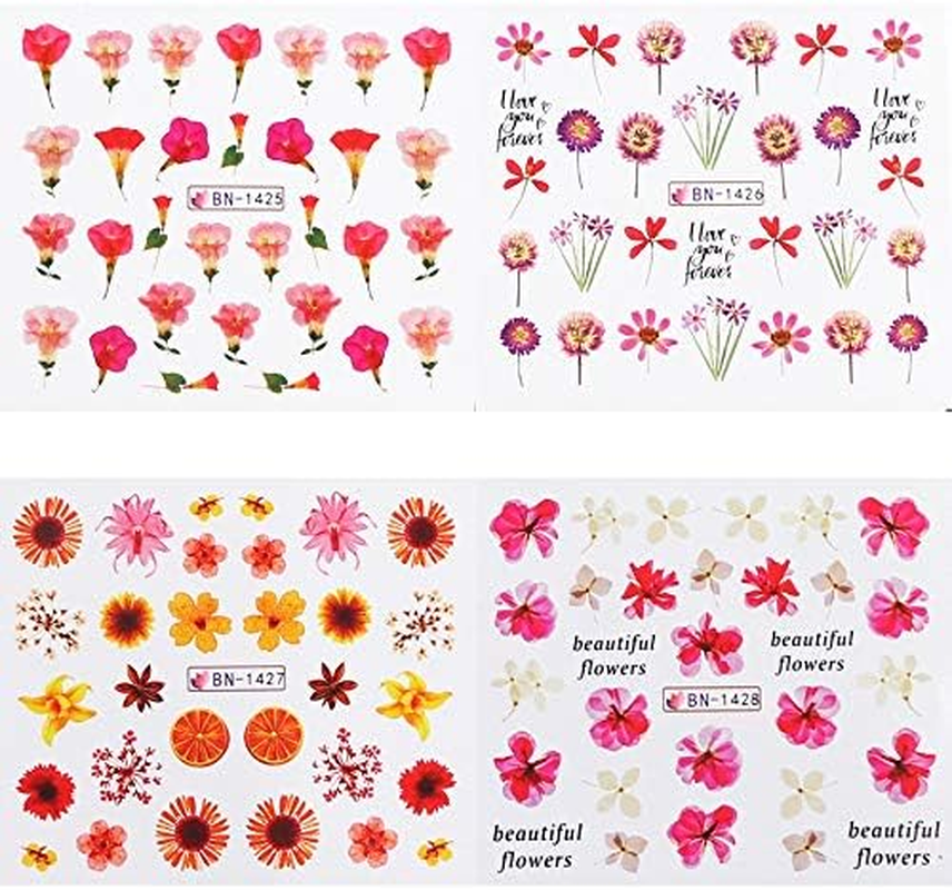 12 Designs Flower Pattern Nail Art Stickers Colorful Floral Nail Decals Manicure Decorations 16X25.5Cm Zhengpingpai image number 2