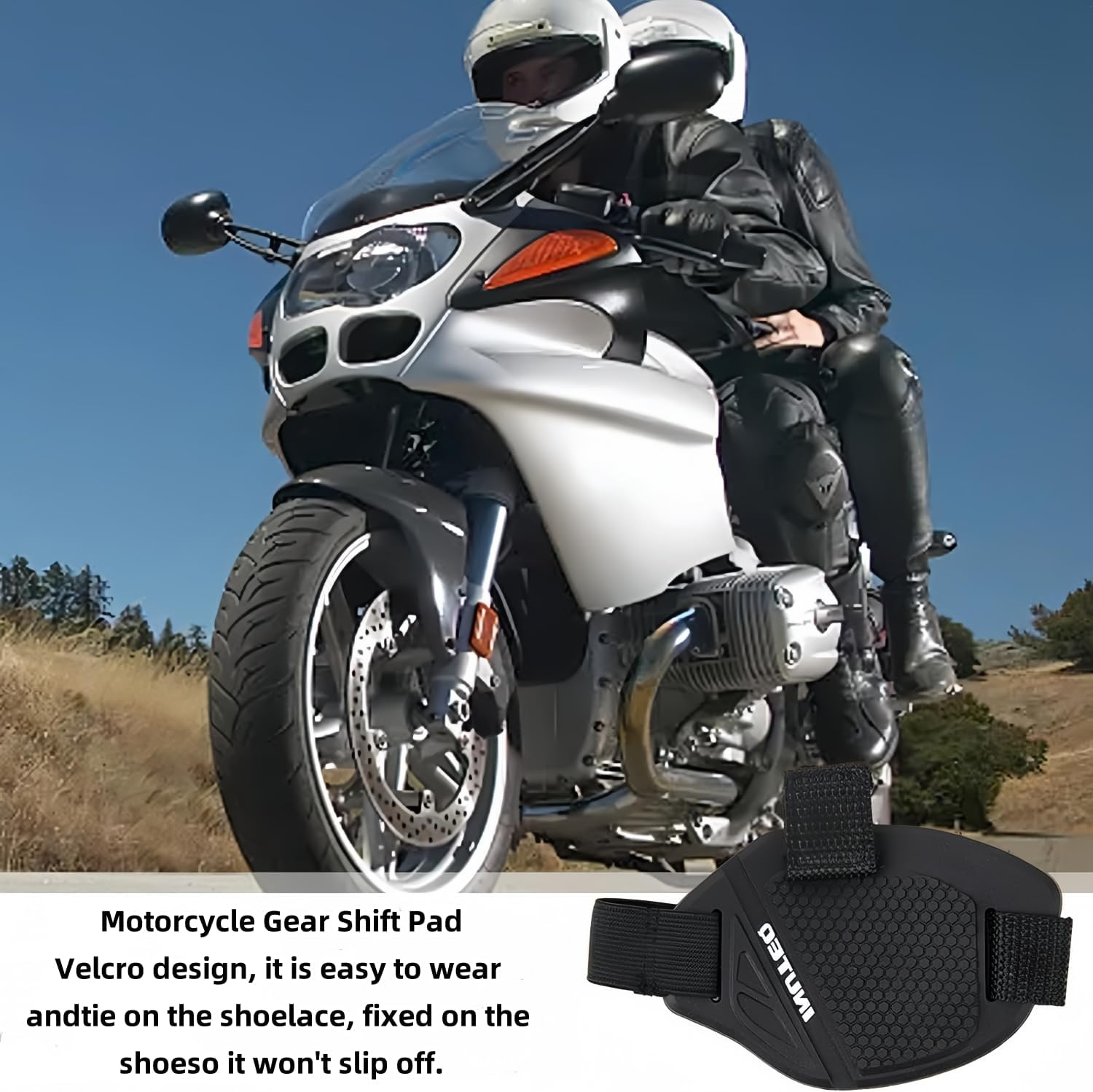 Motorcycle Shoe Protector, Durables Leather Guard, Motorcycle Gear Shift Cover Antiskid Boot Protector, Non Slip Motorbike Footwear Shieldss for Riding (White - B) image number 1