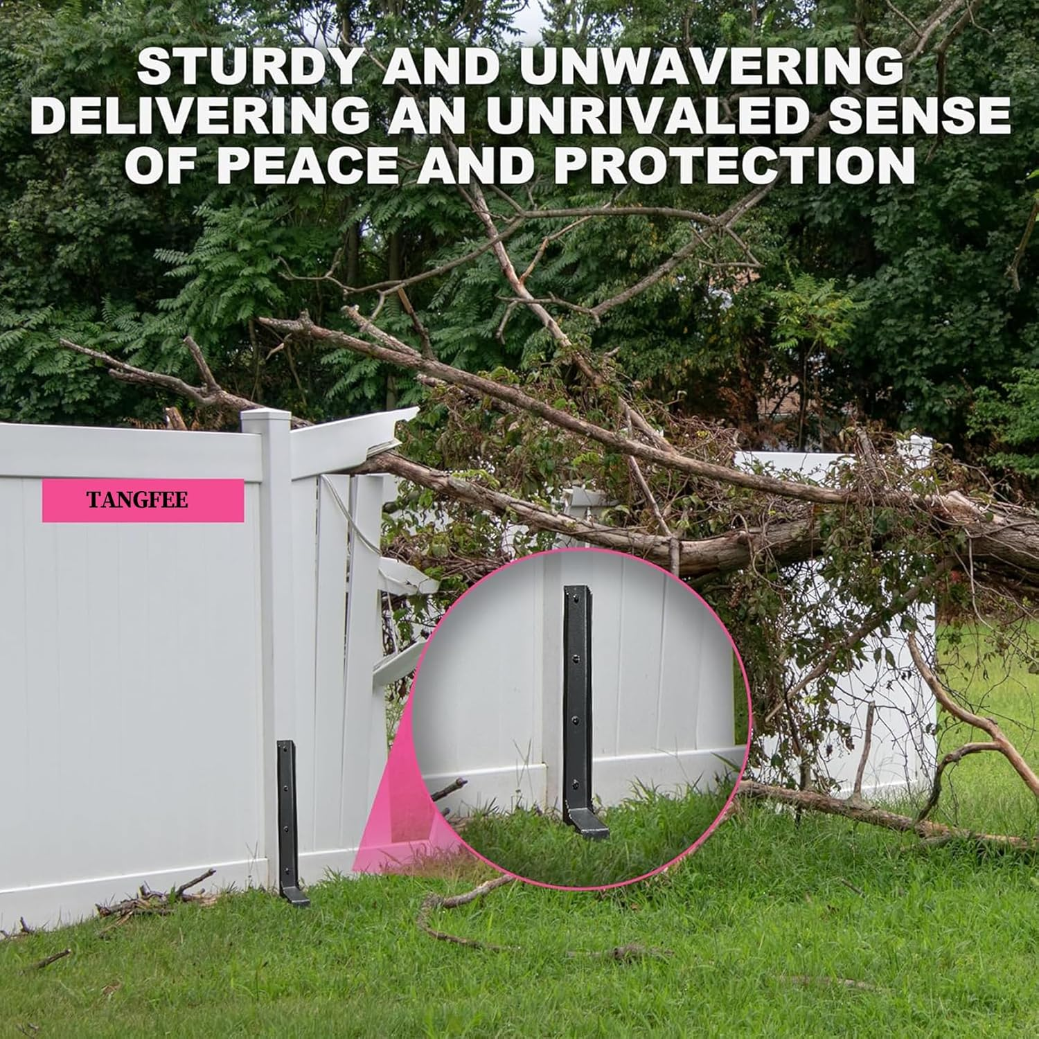 2 Pack Fence Post Repair Kit, Heavy Duty Anchor Ground Stakes for Repair Tilted Broken Wood Support, Black image number 6