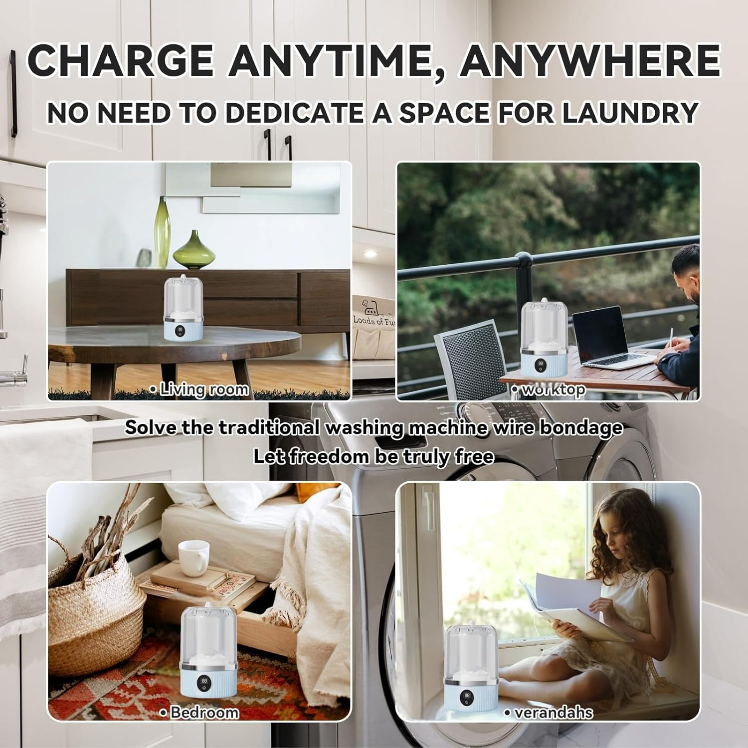 Mini Washing Machine for Underwear Baby Clothe Compact Electric Rechargeable Washer Spin Cycle Bucket Portable Laundry Small Size Ultrasonic Cleaner Wash Machine Cordless Home Camping Apartment Travel image number 1