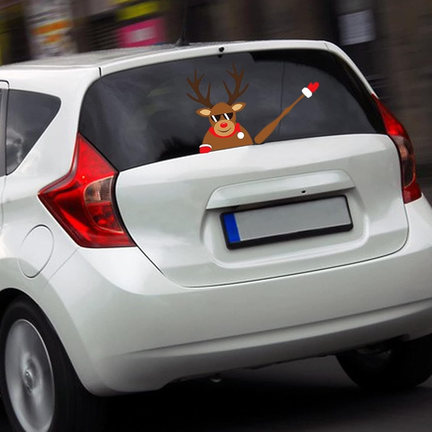 2 Pcs Christmas Reindeer Car Decoration Kit, Wiper Sticker and Auto Window Stickers for Styling, Holiday Car Window Accessories for Christmas Decor