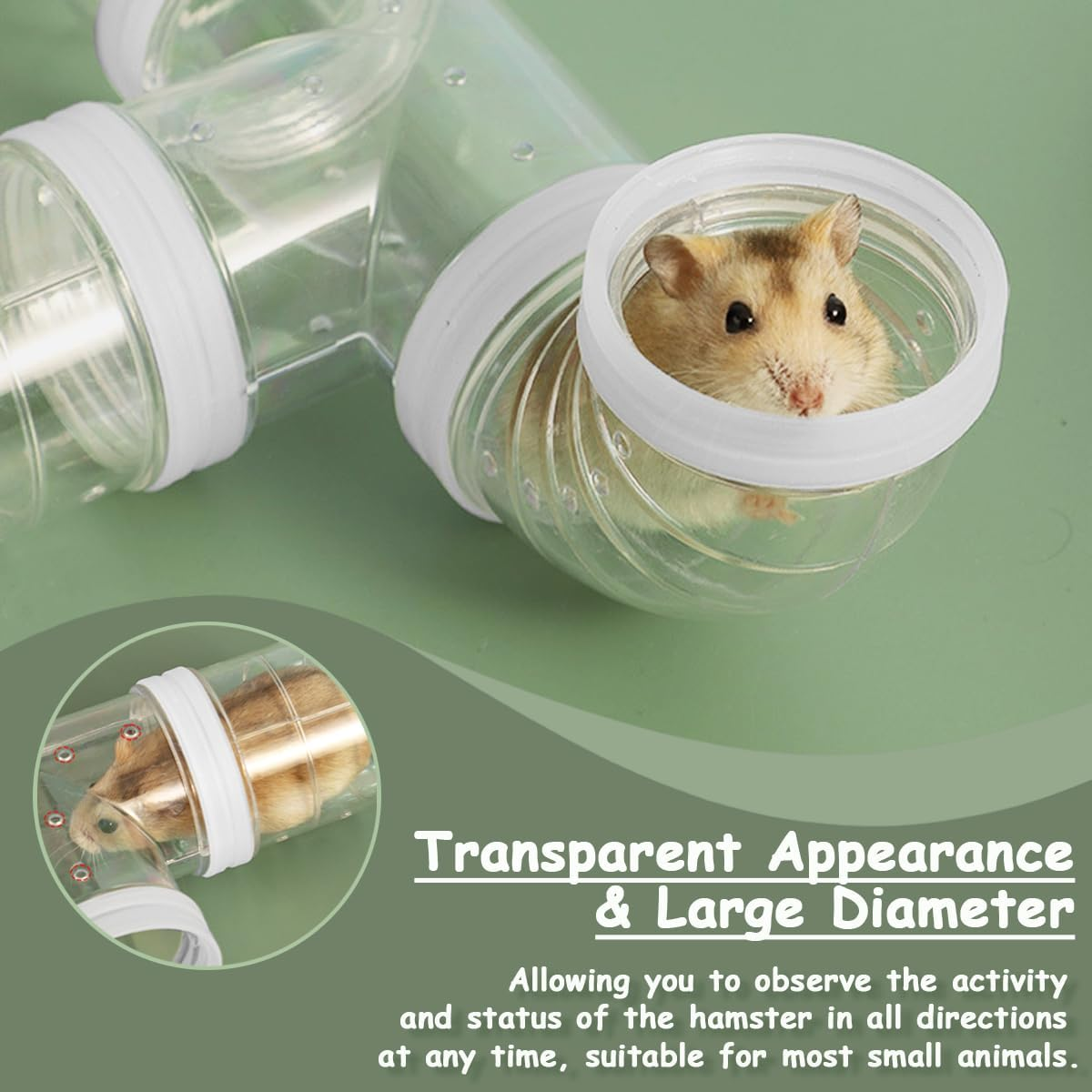 2 Hamster Tubes Kits, DIY Hamster Tunnel Adventure External Tube, Transparent Connection Rail Rat Toy Hamster Cage Accessories for Hamster Mouse Small Animals Sports Expand the Space image number 2
