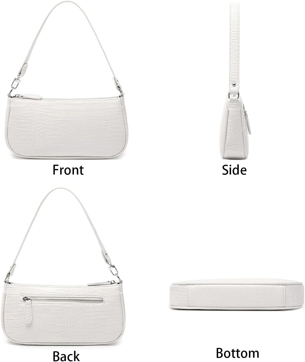 Shoulder Bags for Women Small White Purse Y2K Handbag Crocodile Pattern Clutch 90S Purses image number 1