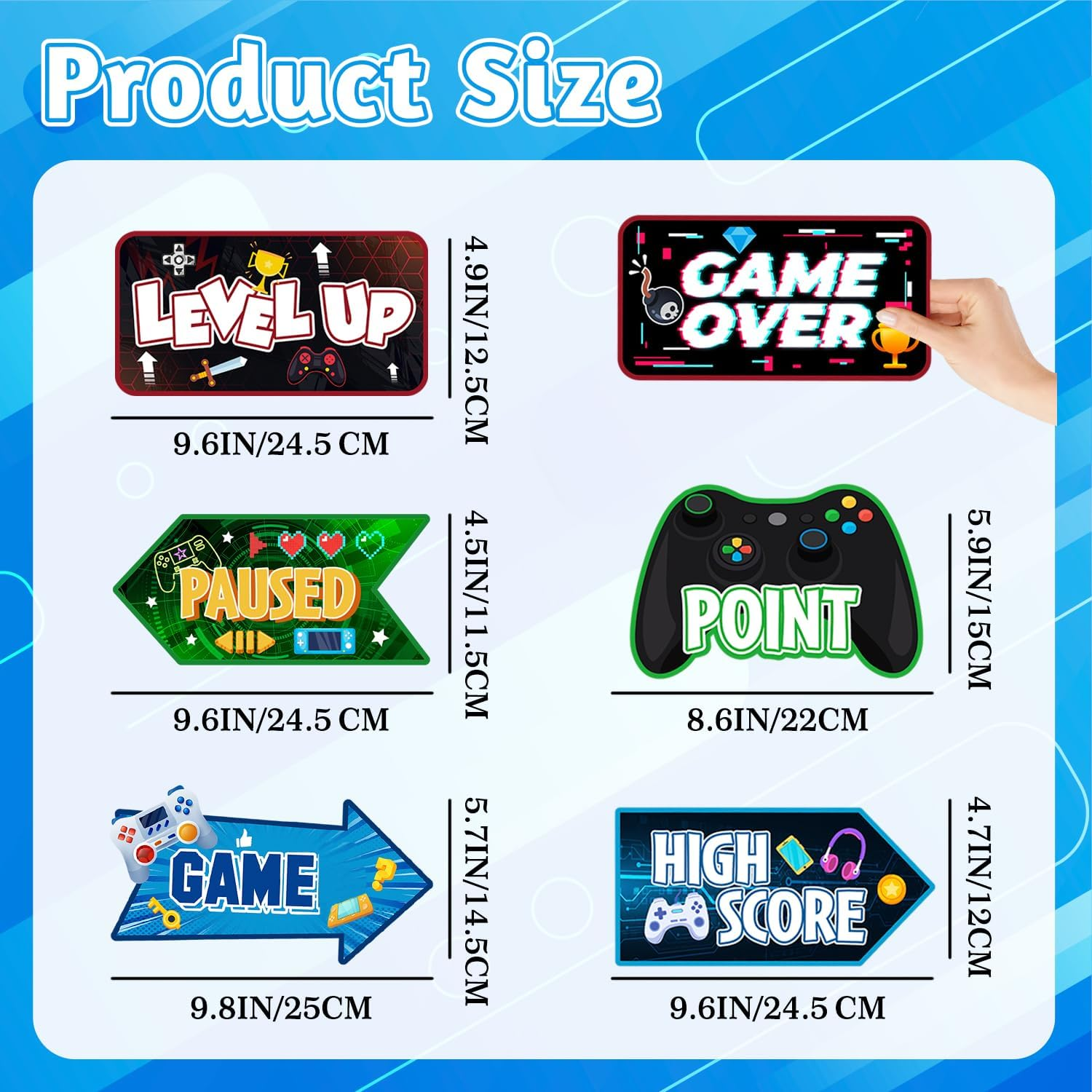 Video Game Party Sign, 20 Pcs Video Game Welcome Signs, Gaming Party Themed Directional Signs for Birthday Decorations Party Decorations