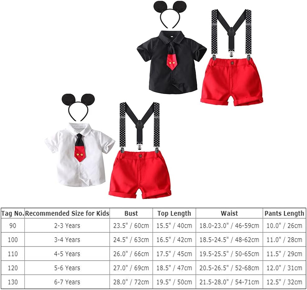IMEKIS Baby Boys Birthday Outfit Shirt + Suspenders + Pants Cake Smash Kids Halloween Cosplay Costume image number 2