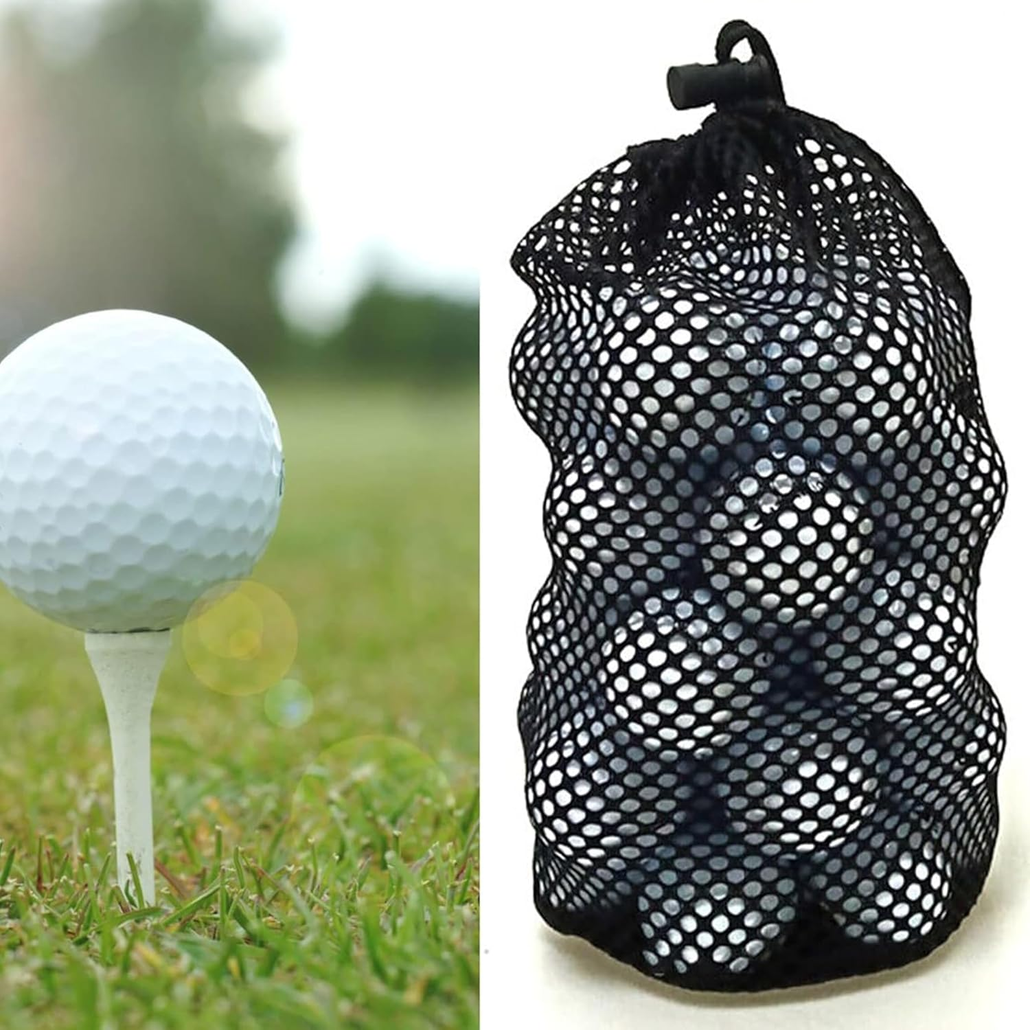 Durable Nylon Mesh Golf Ball Storage Bag， Holds 48-56 Balls, Perfect for Practice and Training image number 3