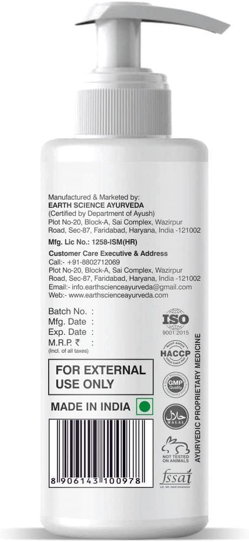 Earth Science Ayurveda anti Dandruff Shampoo with Tea Tree & Rosemary No SLS, Paraben Men or Women 200 Ml Pack of 1