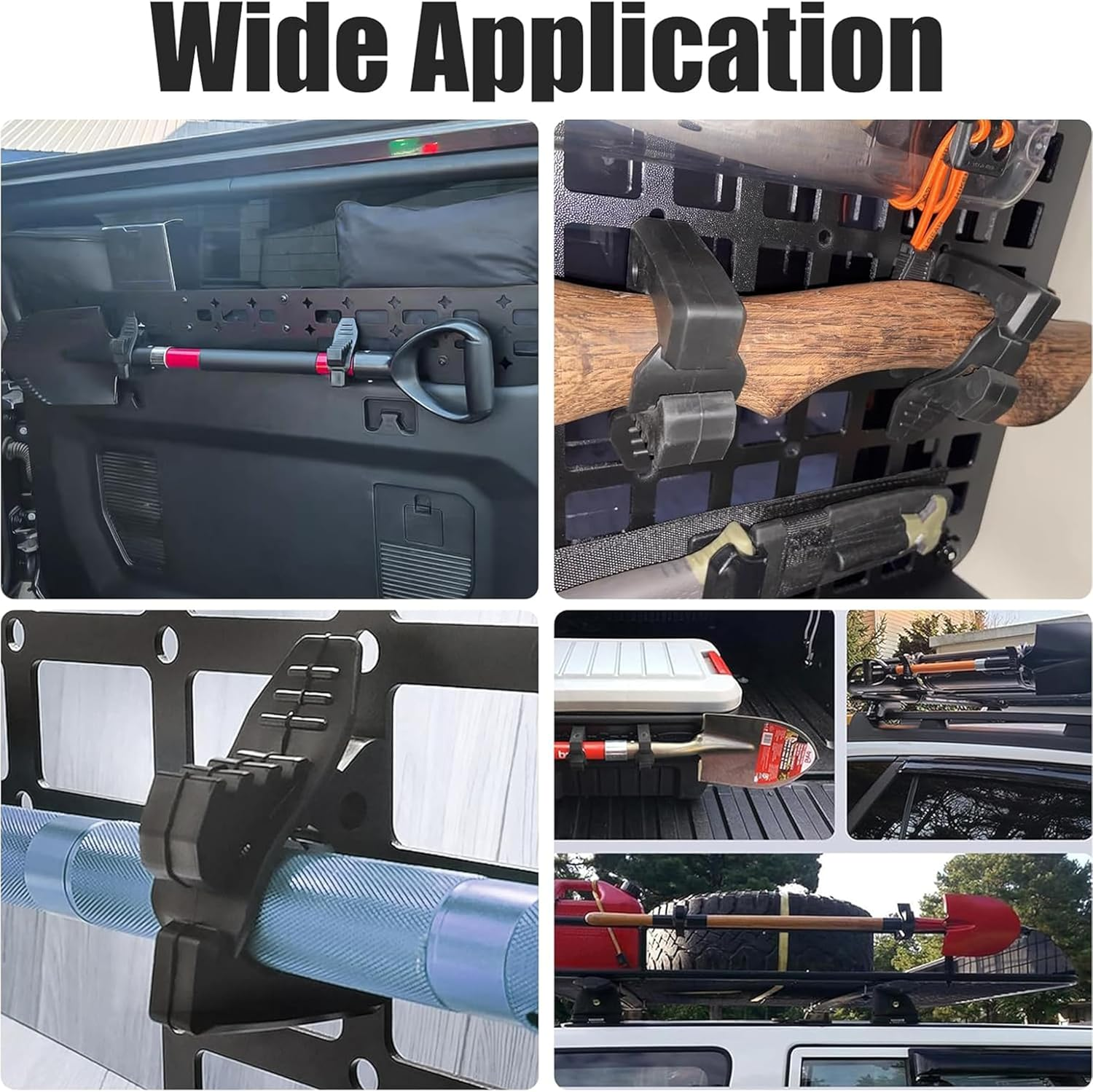 Quick Release Rubber Clamp Mount Kit, 4 Pack, 1-1/7" to 1-3/7" Diameter, for UTV ATV Truck Roof Rack, Shovel Tool Handle Holder, Offroad 4X4 Accessories image number 3