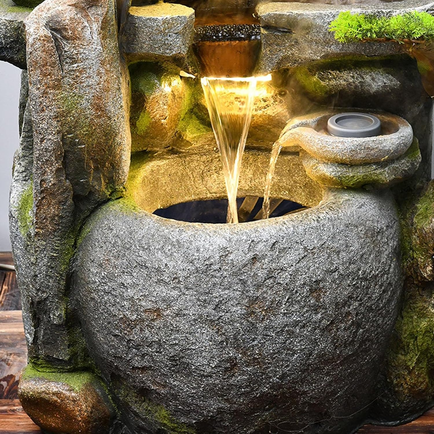 Outdoor Fountain Water Fountain Indoor - Floor Standing with Jar Small Feng Shui Zen Waterfall W/LED Light & Soothing Sounds for Office Home Decor image number 2