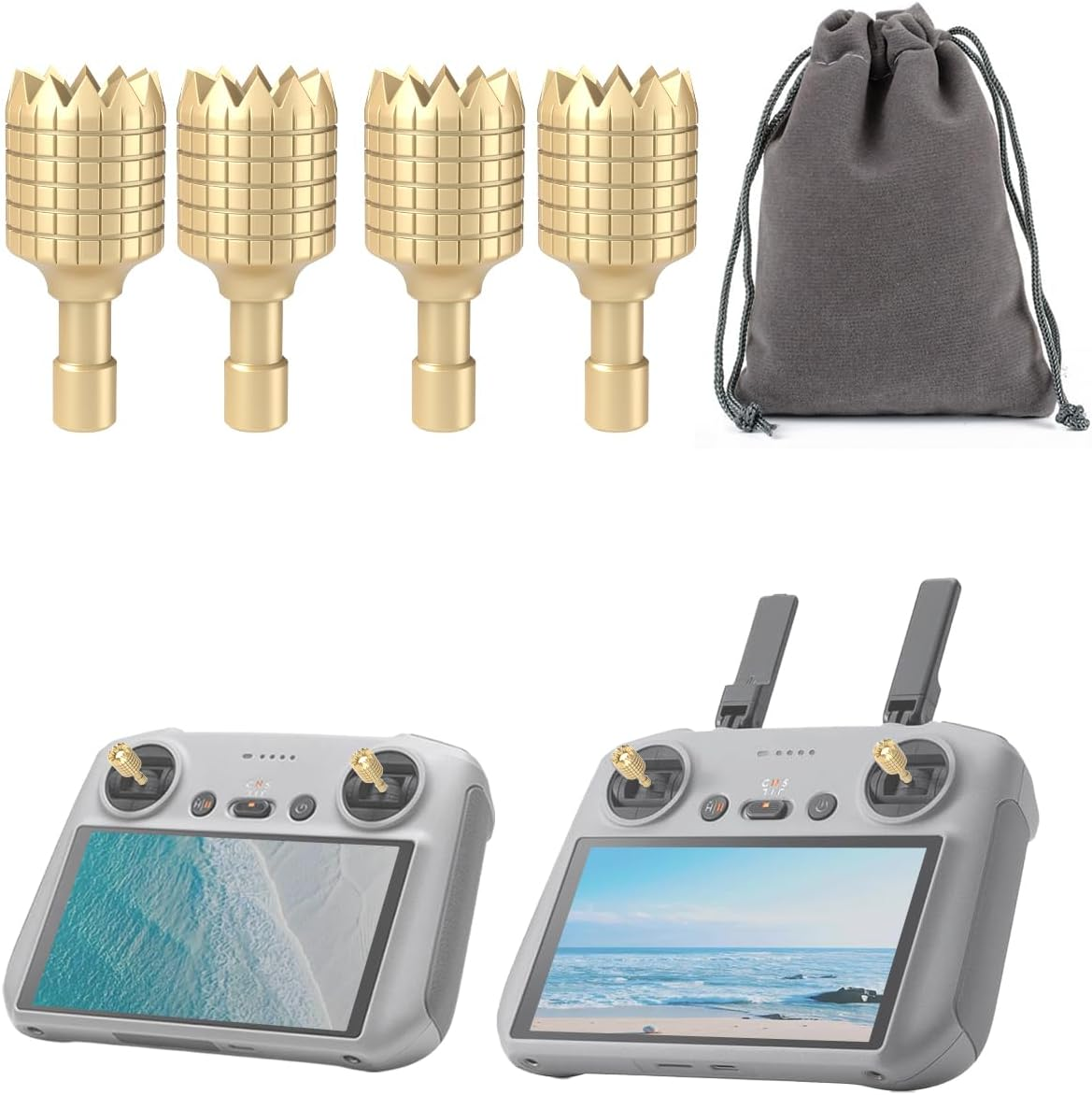 LKTOP 2 Pairs Mini 3/Mini 3 Pro/Mini 4 Pro/Air 3/Air 2S/Mavic 3/Mavic 3 Pro/Mavic 3 Classic Remote Controller Sticks for DJI / Joystick Rocker Replacement Accessories (Gold) image number 3