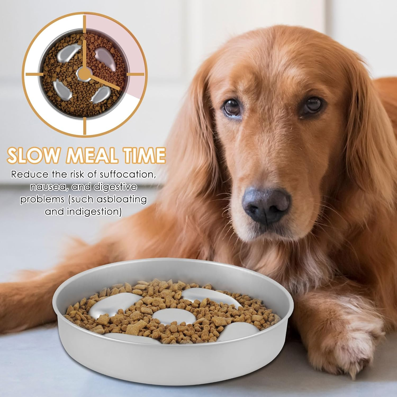 Pet Slow Food Bowl,Pet Slow Feeder,Slow Feeder Bowl,Stainless Steel Dog Slow Feeder Bowl,1000Ml Large Capacity Dog Slow Feeding Bowl,Slow Eating Puzzle Dog Food Bowls for Dogs Cats image number 6