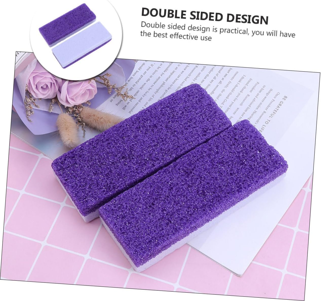 TOVINANNA 2Pcs Double-Sided Purple Foot Pumice Stone Callus Remover Dead Skin Remover Foot Care Scrubber Portable Exfoliating Tool for Smooth Heels image number 5