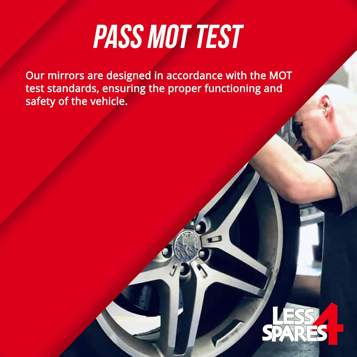 Less4Spares Wing Mirror Glass Left Compatible with BMW Z3 Roadster (Convertible) 1995-2003 STICK-ON Passenger near Side with Blind Spot, Automotive Replacement Parts image number 2