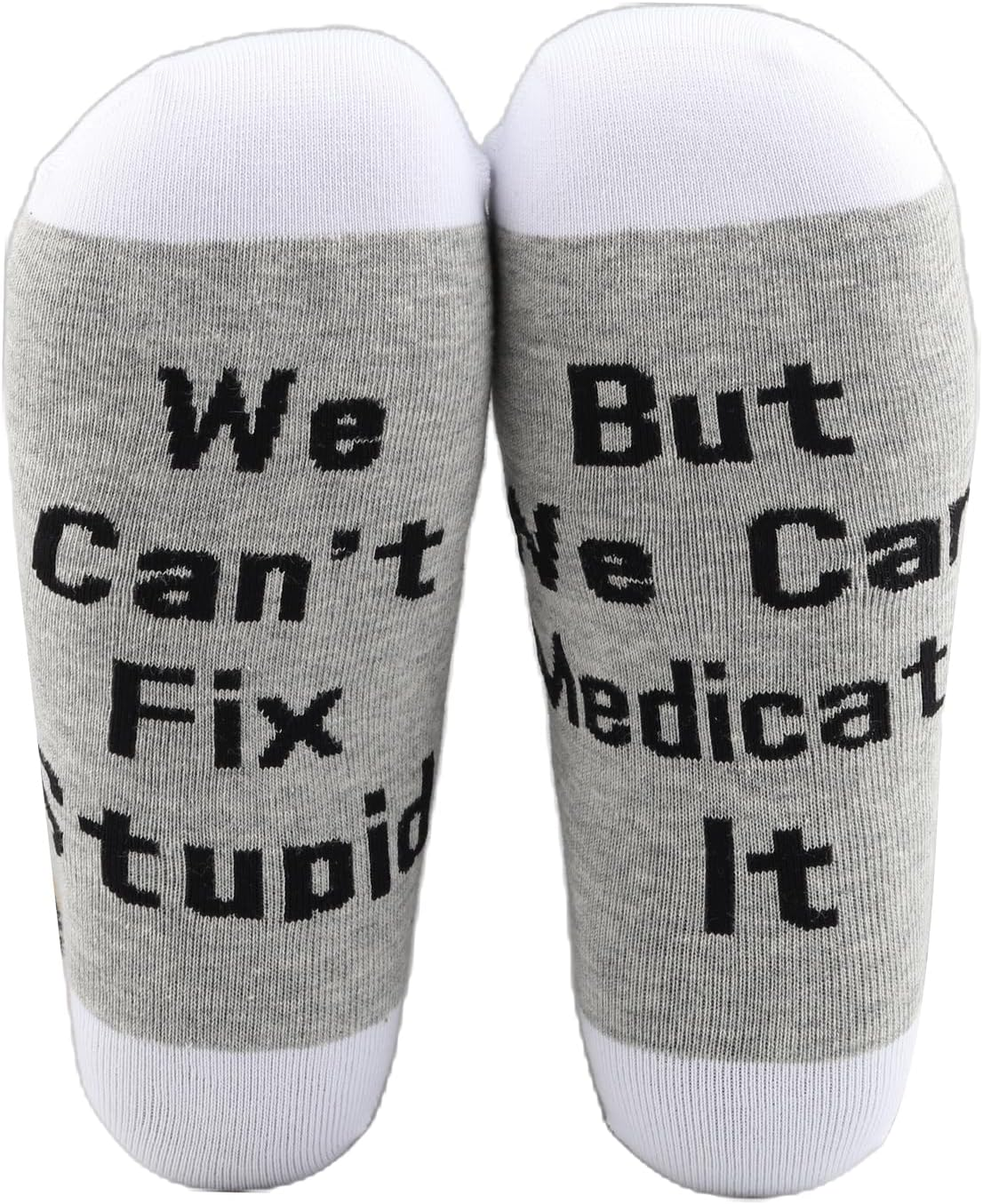 PXTIDY 2 Pairs Pharmacist Socks Pharmacist RX Gift Pharmacy Tech Gift We Can'T Fix Stupid but We Can Medicate It image number 6
