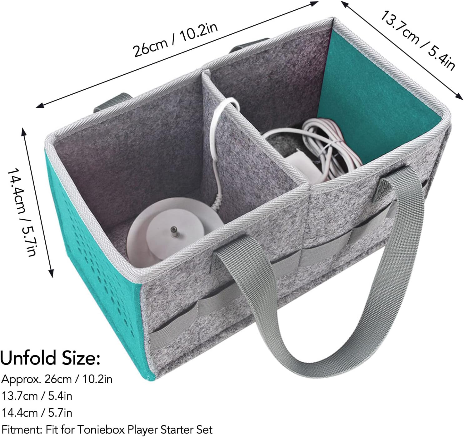 Carrying Case for Tonies Starter Set, Foldable Portabletravel Storage Bag with Handle Large Space Felt Organizer Case for Tonies Figurines, for Kids Toniebox Accessories (Lake Blue) image number 5