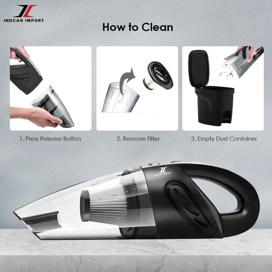 Portable Car Vacuum Cleaner High Suction Handheld Auto Vacuum for Car Interior Detailing Cordless, Powerful & Lightweight Mini Vacuum for Cars, Trucks & Suvs image number 1