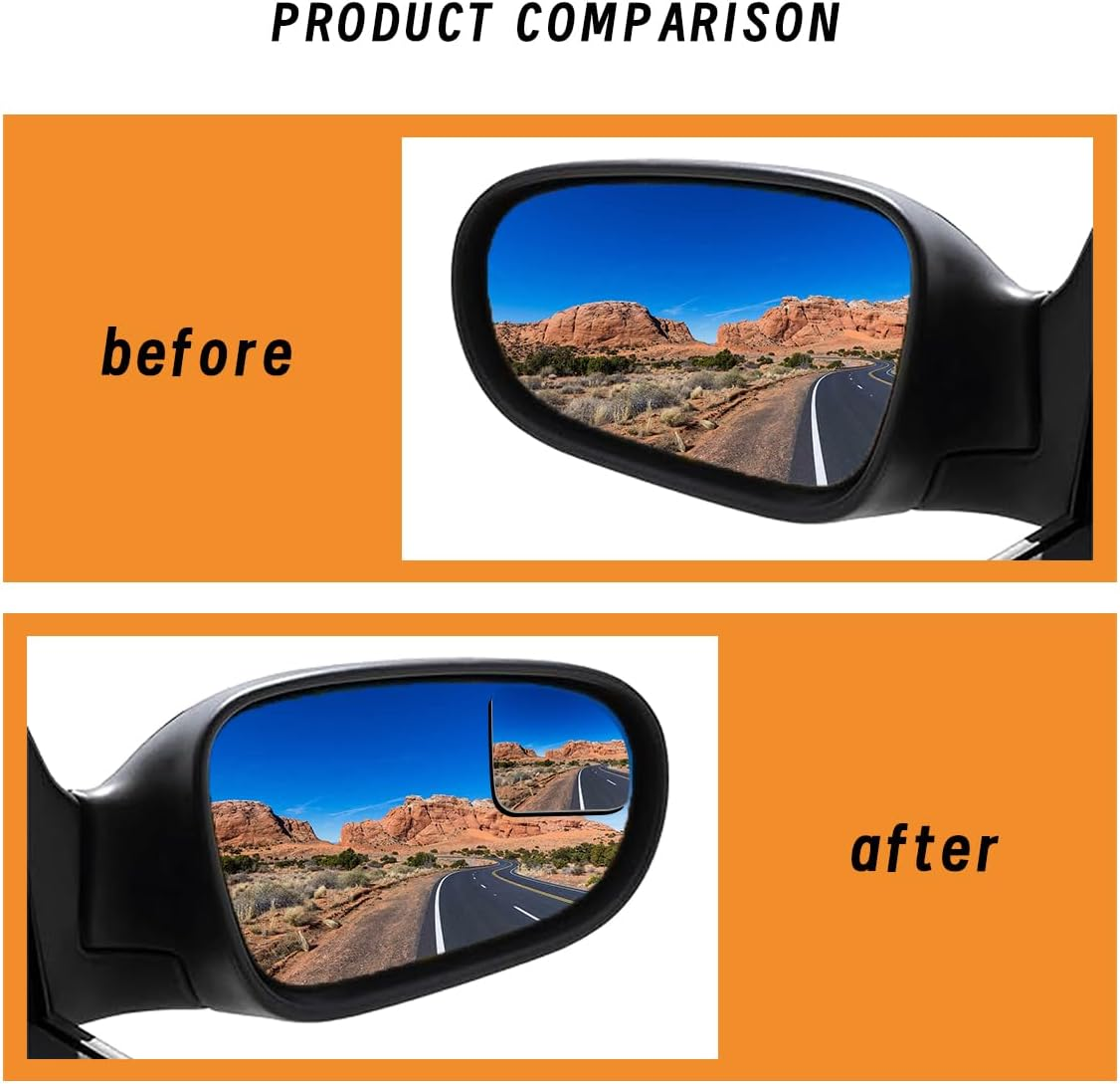 2Pcs Automotive Rearview Mirror Blind Spot Mirror, Adjustable HD Sector Mirror, Frameless Wide Angle Convex Mirror, Most Automotive Side Mirror Assistance image number 1