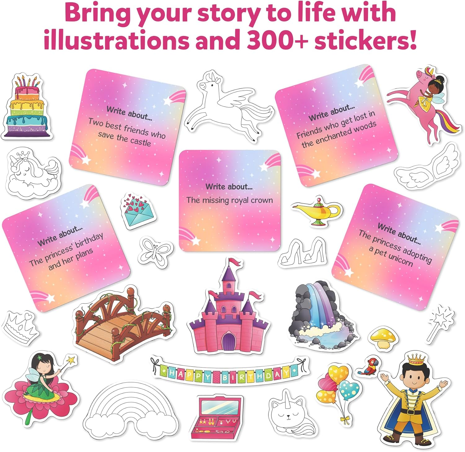 Skillmatics Storybook Art Kit - Create Fairytale Stories, DIY Craft & Writing Kit with 300+ Stickers, Scrapbooking & Journal Activity, Gifts for Kids Ages 5, 6, 7, 8, 9, 10