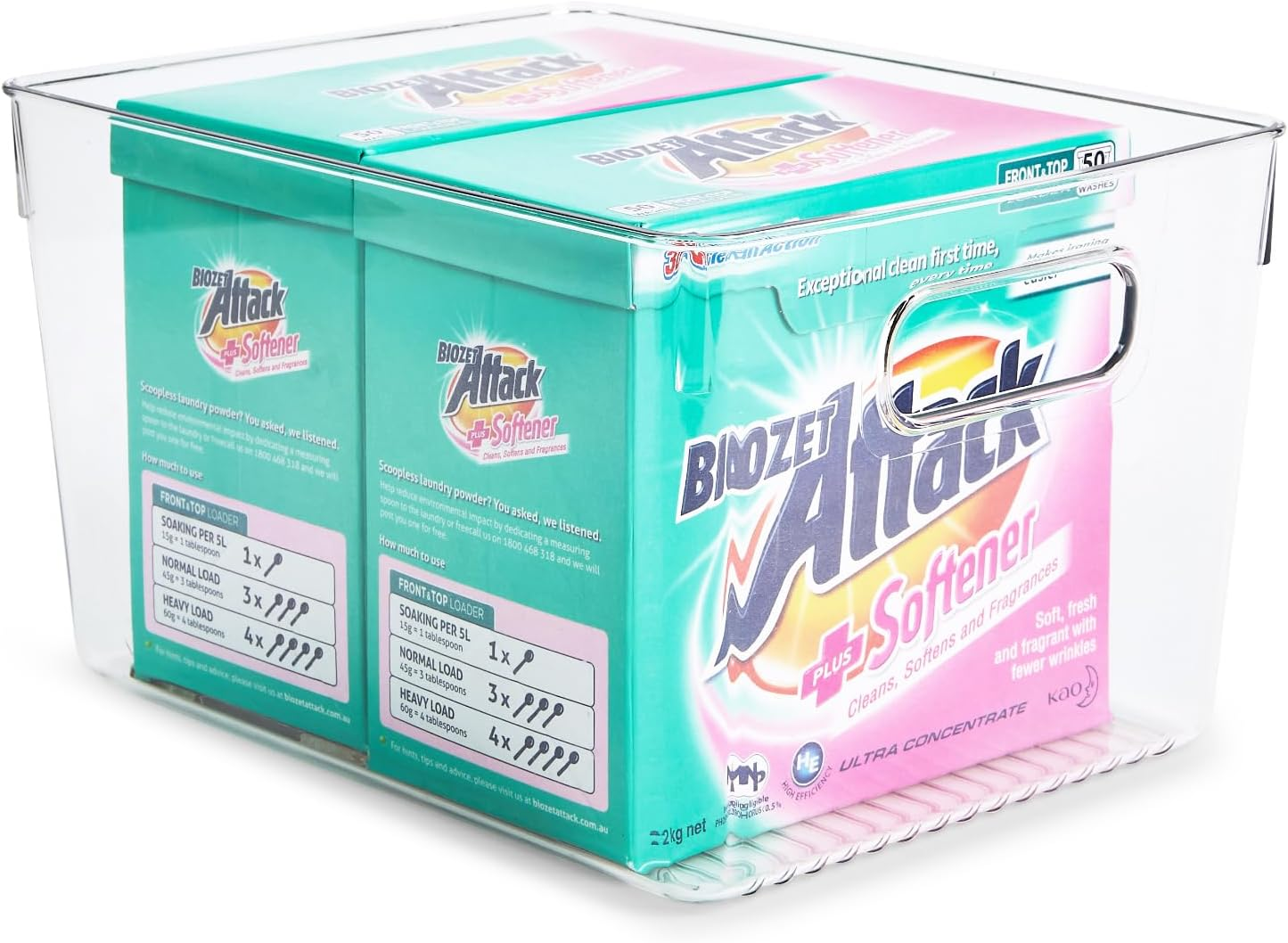 Laundry Storage & Organisation Set &ndash; 7 Piece Clear Plastic Storage Tubs and First Aid Caddy with Handles, Durable Bpa-Free Organisers for Laundry, Bathroom, Kitchen and Home image number 3