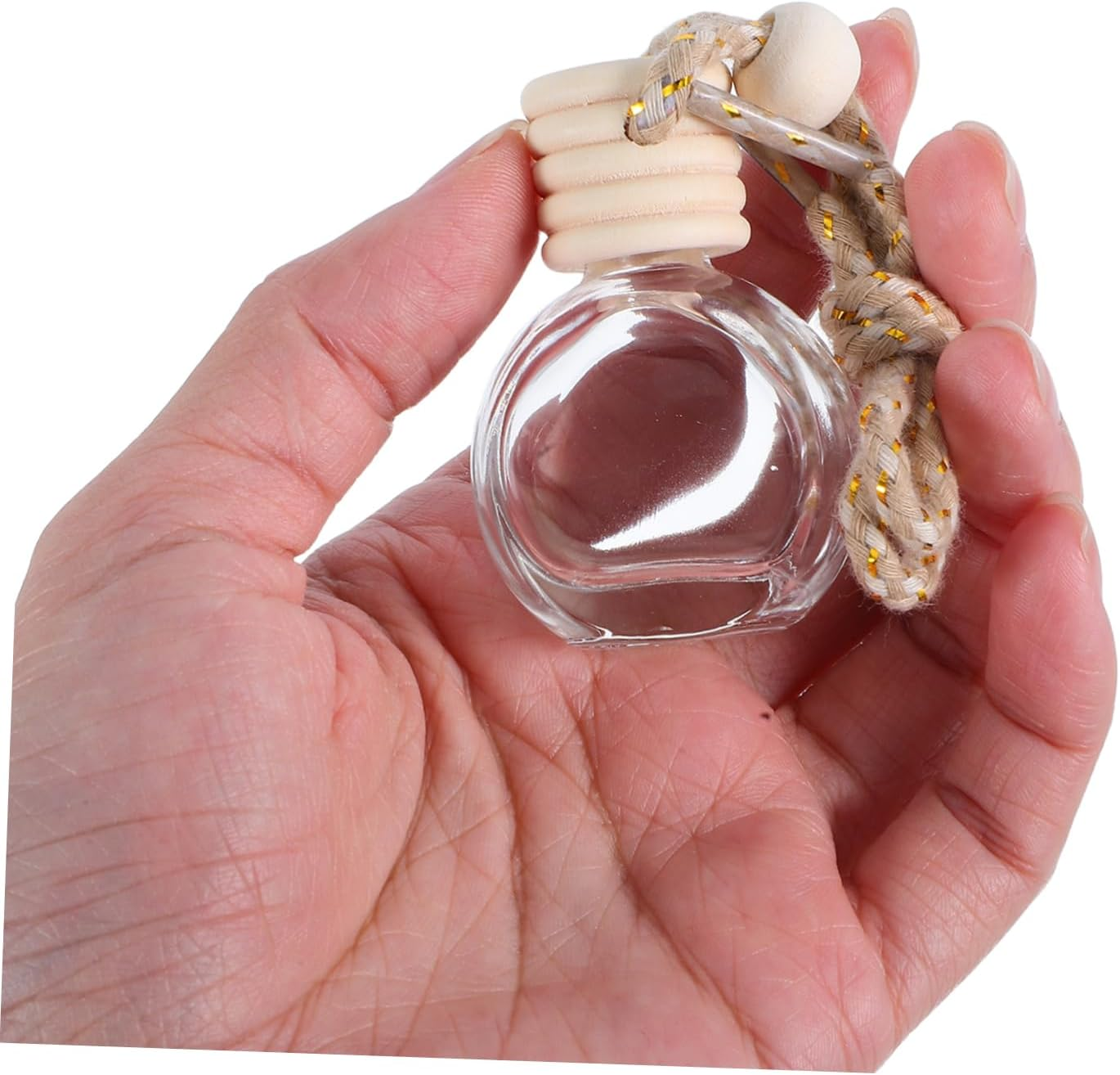 6Pcs Empty Perfume Bottle Car Hanging Decor Glass Delicate Car Diffuser Reusable Hanging Aroma Bottle image number 1