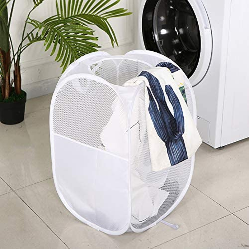 BEWAVE 3 Pack Mesh Pop-Up Laundry Basket Foldable Laundry Hampers with Durable Handles Portable Dirty Clothes Collapsible for Bedroom Dormitory Travel Storage image number 3
