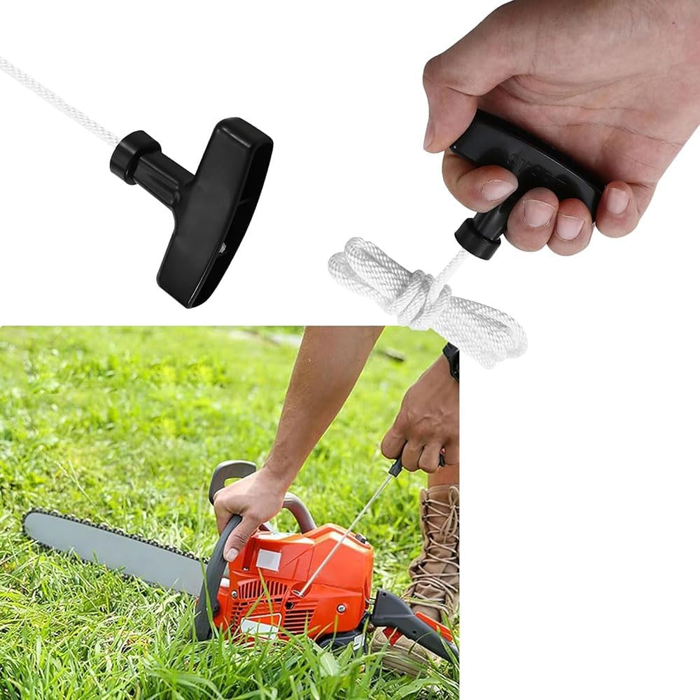 Lyhaogao 4 Pack Universal Lawn Mower Pull Cord Replacement Kit with T Handle Heavy Duty Starter Rope for Generators, Trimmers, Lawn Mowers Grip, Easy to Install, Durable Nylon Construction image number 2