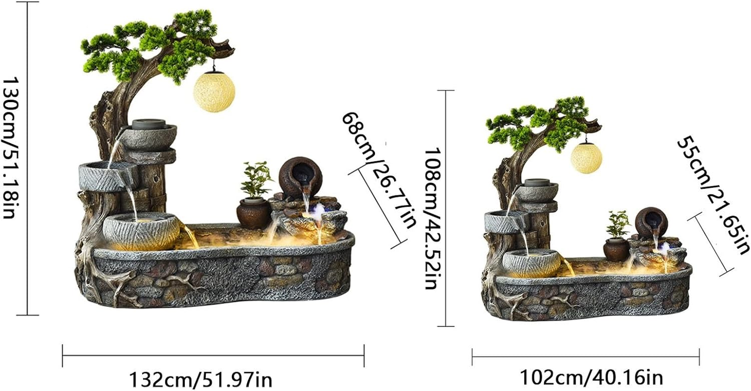 Outdoor Fountain Water Fountain- Indoor Outdoor Floor Standing Fountain Waterfall, Fountains Garden for Patio Backyard Porch Home Art Decor(102 * 55 * 108CM) image number 1