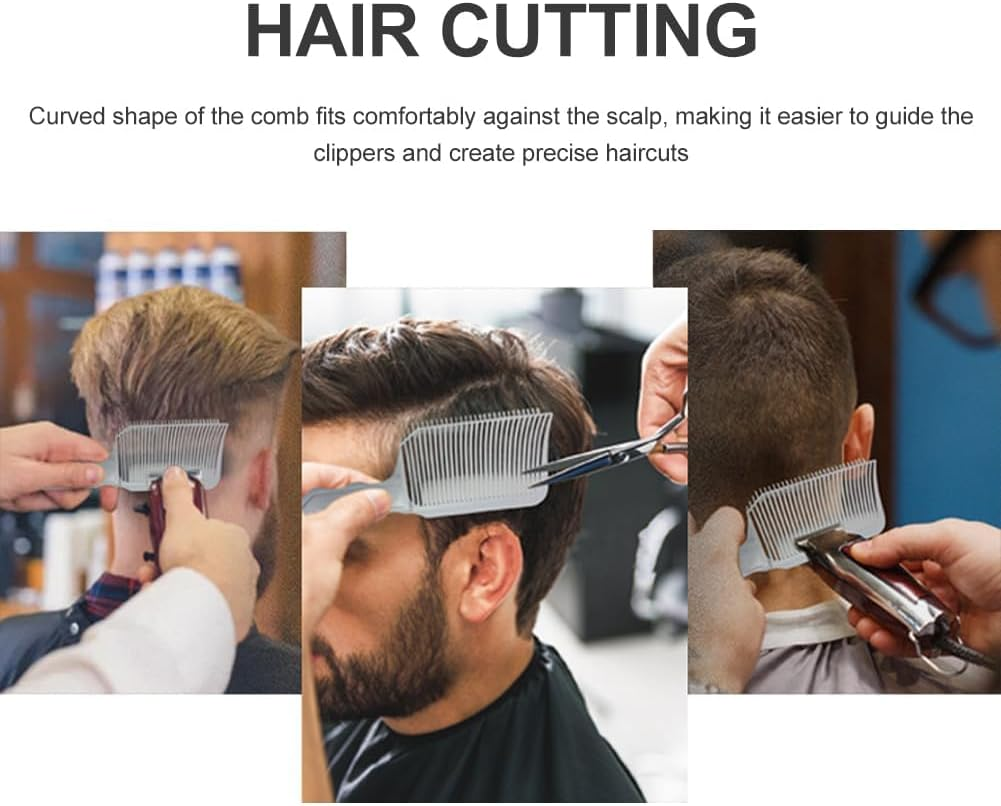 3 Pcs Barber Combs, Barber Combs with Hair Trimming Guide, Comb Professional Hair Cutting Comb Barber Cutting Comb, Fade Comb Blend Comb, Professional Curved Positioning Comb for Barber or at Home - Black image number 3