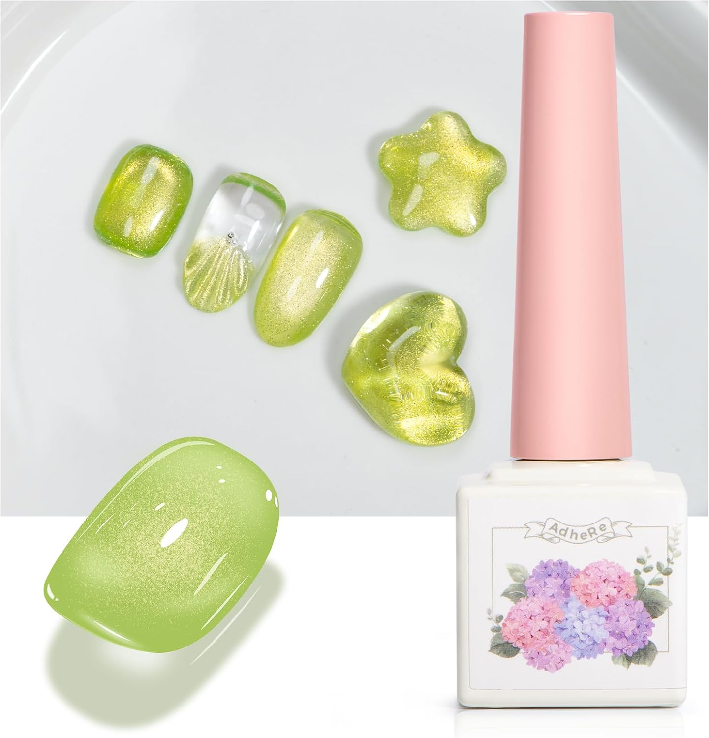 ADHERE Galaxy Cat Eye Series - 12Ml Cat Eye Gel Nail Polish 1Pc Holographic Magnetic Gel Polish, Soak Off, for Manicure Salon DIY at Home (Gold Calendula)