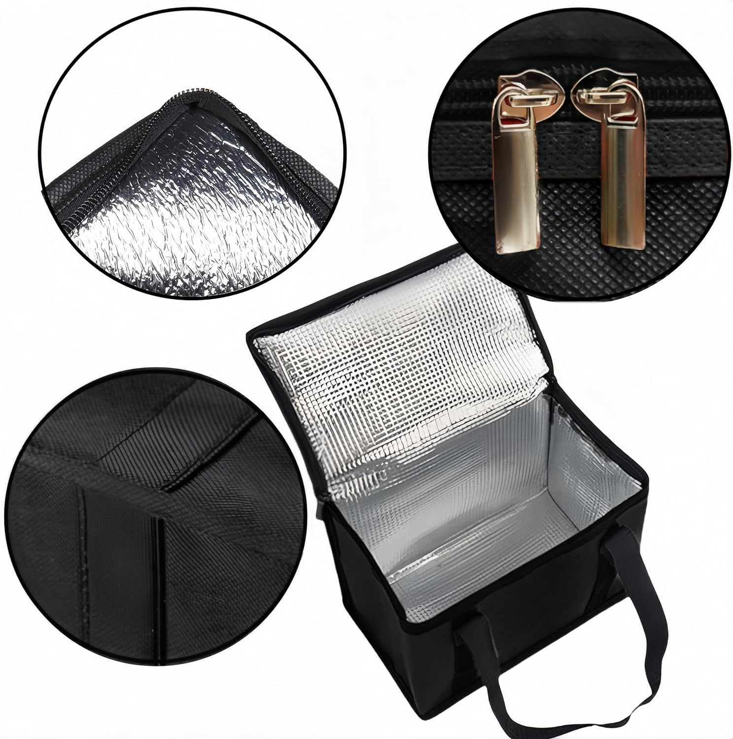 Large Insulated Cooler Bag,2 Pcs Reusable Insulated Grocery Bag,Leak Proof Insulated Shopping Bags,With Bottom Plate Foldable Tote Bags Insulated Food Delivery Bag,With Zippered Top Travel Cooler Bag image number 3