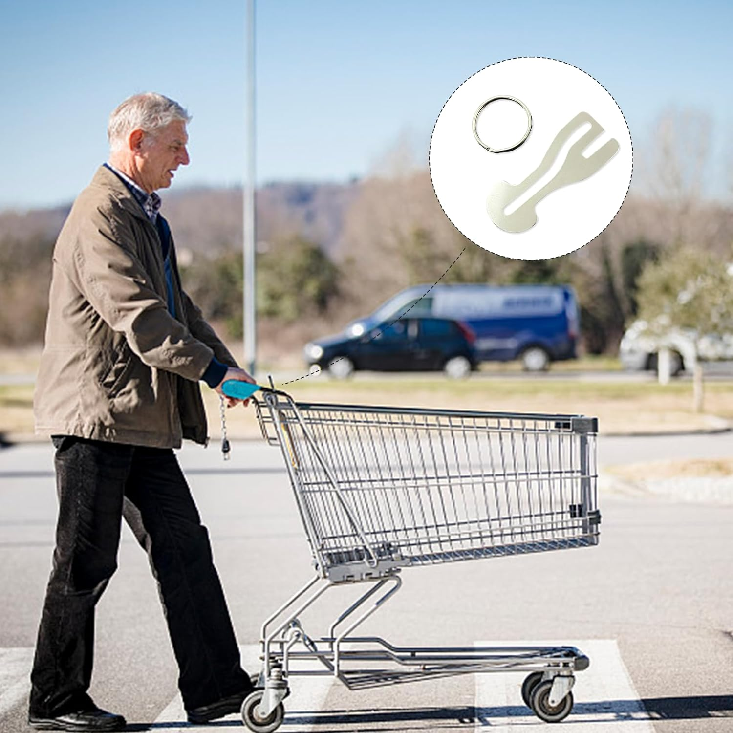 6 Pcs Aussie Portable Stainless Steel Metal Shopping Trolley Tokens Master Key for Men Women Grocery Shopping Cart Trolleys image number 5