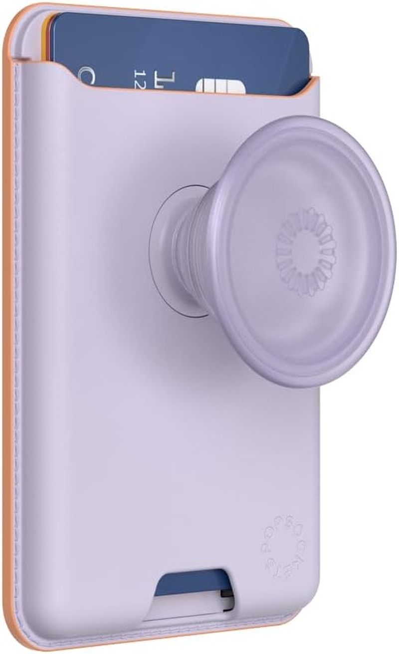 Popsockets Softgoods Phone Wallet with Expanding Grip and Adapter Ring for Magsafe, Phone Card Holder, Wireless Charging Compatible, Wallet Compatible with Magsafe&reg; - Lavender