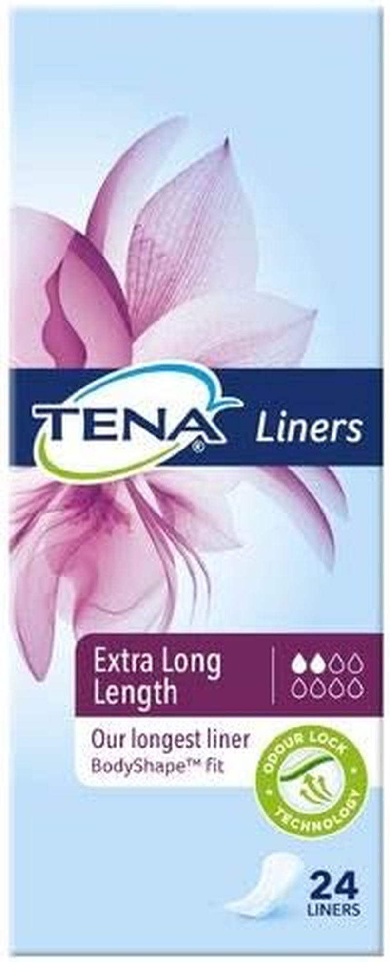 3 PACK of Tena Liners Extra Long Length 24 Pack
