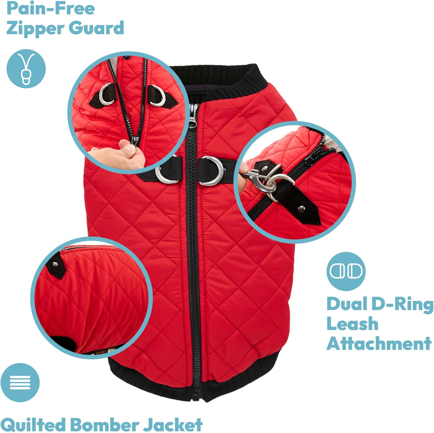 Gooby Fashion Vest Dog Jacket - Black, X-Small - Warm Zip up Bomber Vest with Dual D Ring Leash - Winter Water Resistant Small Dog Sweater image number 6