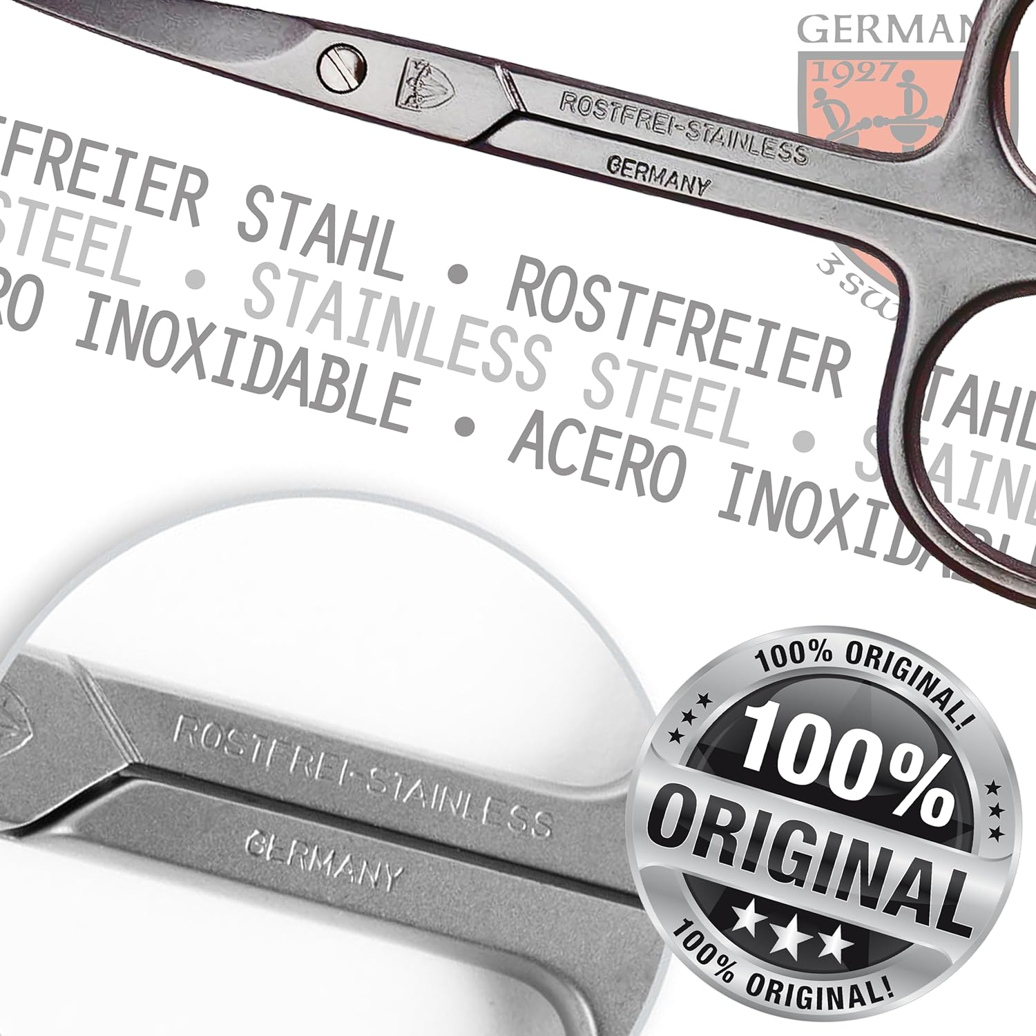 3 Swords Germany - Brand Quality STAINLESS STEEL INOX CURVED CUTICLE SCISSORS (1 PIECE) with Case for Manicure Pedicure - Nail Care by 3 Swords - Made in Solingen Germany image number 2