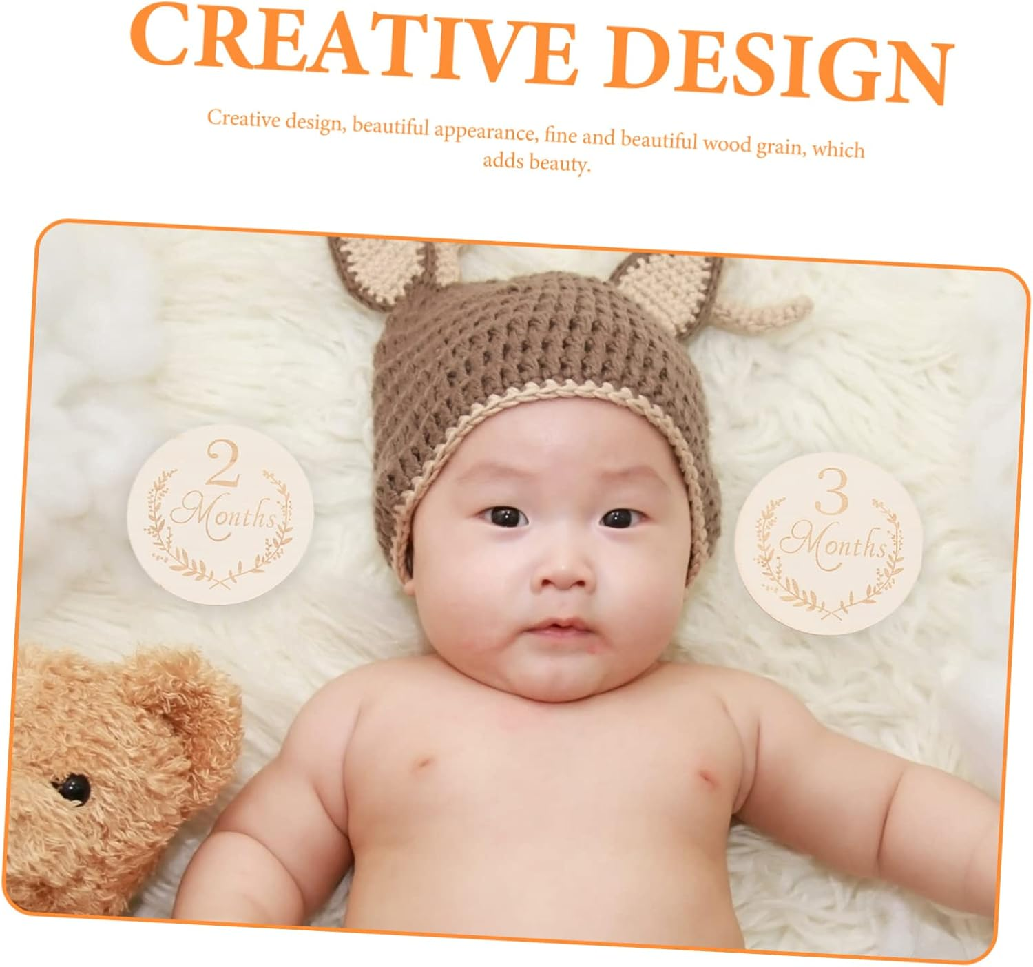 KALLORY 13Pcs 100Mm Wooden Slices Baby Milestone Cards Baby Monthly Growth Photo Props Natural Poplar Wood for Newborns Monthly Celebration image number 6