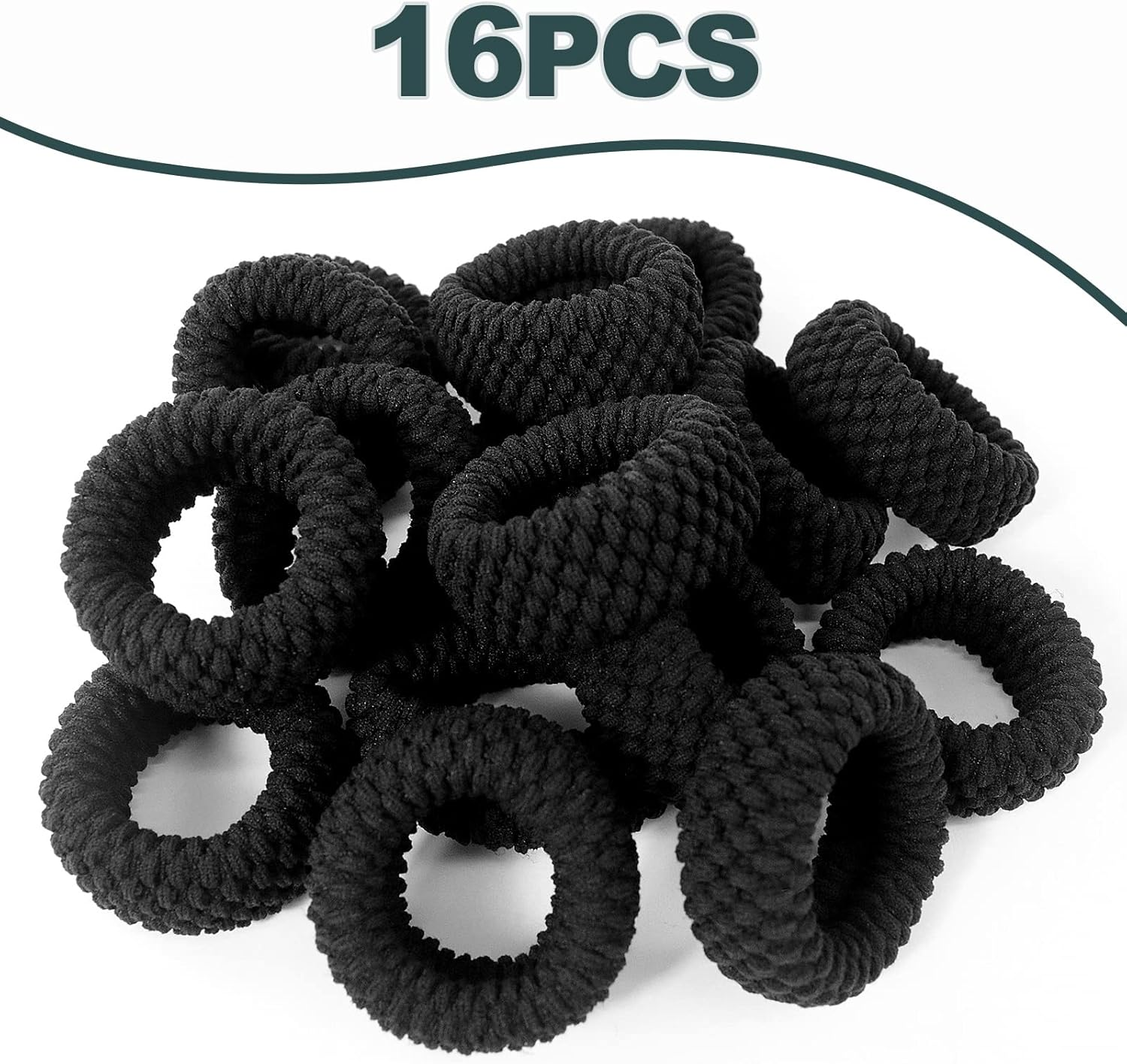 Hanyousheng Pack of 16 Hair Bobbles Thick Hair Scrunchies Black Wide Thick Cotton Hair Scrunchies Elastic Hair Bands Soft for Women Girls Strong Stretch Hair Bands Ponytail for Thick Hair image number 3