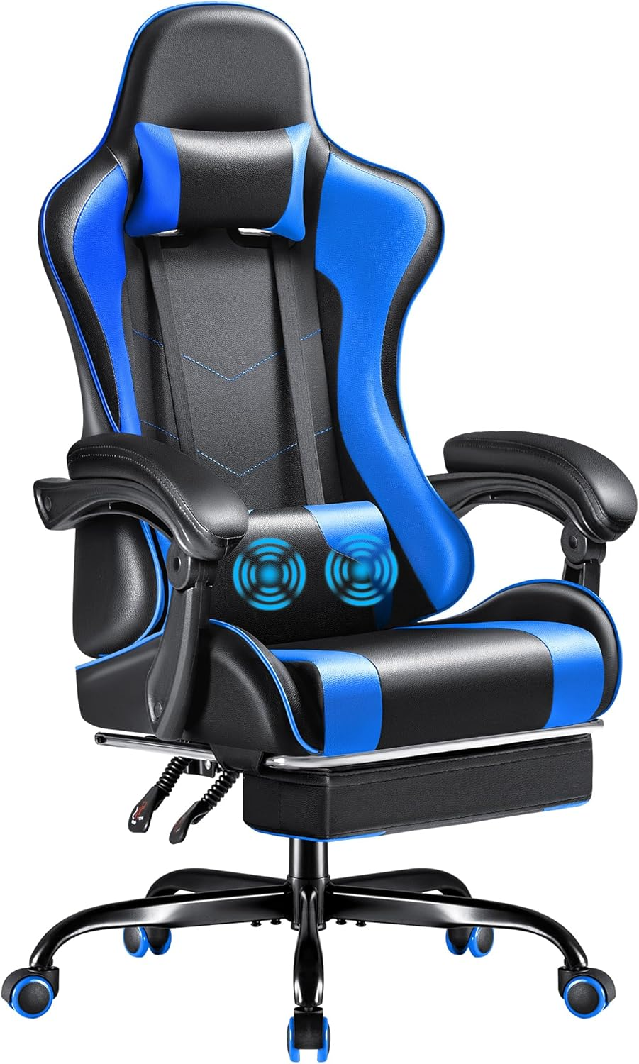 Furmax Gaming Chair, Video Game Chair with Footrest and Massage Lumbar Support, Swivel Seat Height Adjustable Computer Chair with Headrest, Racing E-Sport Gamer Chair