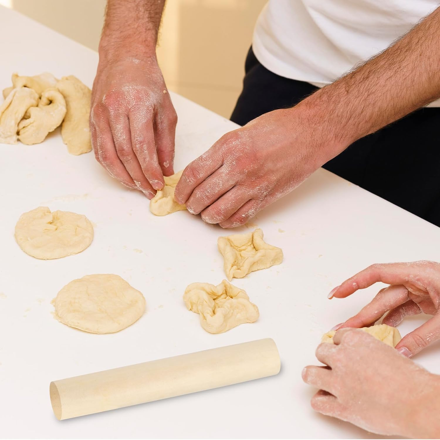 Small Wooden Rolling Pin, 3 Pack Classic Wood French Rolling Pins Mini Dough Roller Kitchen Utensil Tool for Baking Fondant, Pasta, Bread, Crust, Pastry, Cookie, Pizza, Pie, Cylinder Design (6.3 Inch) image number 2