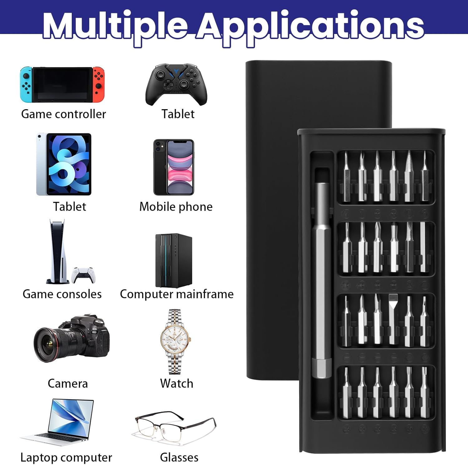 28Pcs Stainless Steel Screwdriver Set, Small Screwdriver Set, Mini Watch Repair Kits & Diy Projects - Versatile Torx & Flathead Tools for Every Task - Magnetic Pads & Parts Clips