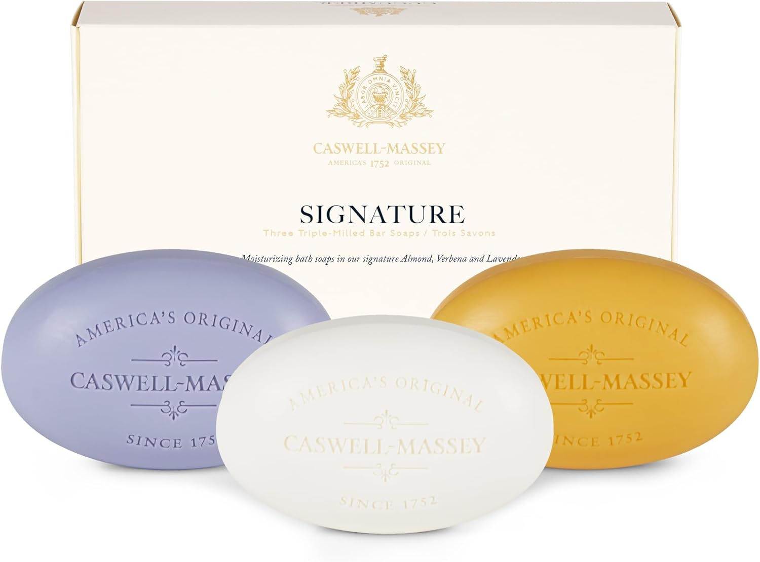 Caswell-Massey Natural Bar Soap Gift Set, Almond, Verbena, Lavender Scents, Triple-Milled Moisturizing Body Soap, Plant-Based for All Skin Types, Men, Women, Made in USA, 3 Bars, 5.8 Oz Each image number 6